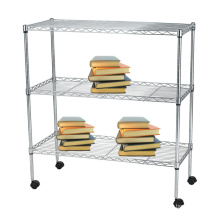 Chrome Movable DIY Metal Wire Book Storage Cart (LD753590A3CW)